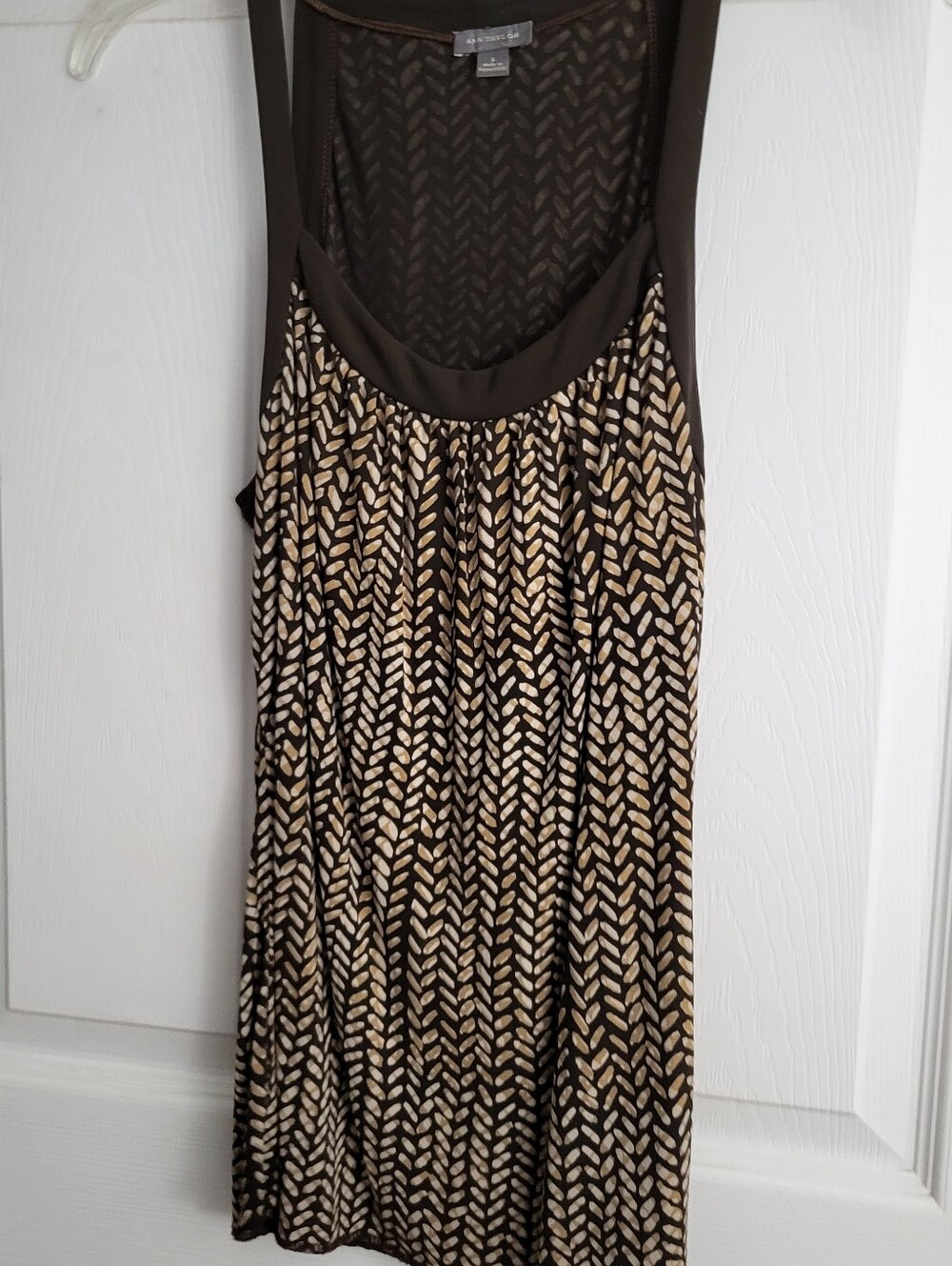 Ann Taylor Brown and Cream Patterned Sleeveless Top